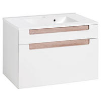 Waschtischkombination in 80 cm  - Weiss/Sonoma Eiche, Modern, Holzwerkstoff/Stein (80cm) - Held