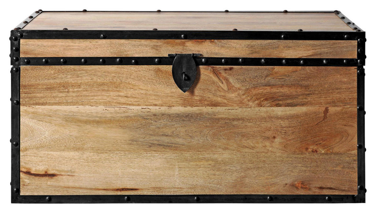 TRUHE Holz, Metall Mangoholz Hartholz  - Schwarz/Naturfarben, Natur, Holz/Metall (80/40/40cm) - Landscape