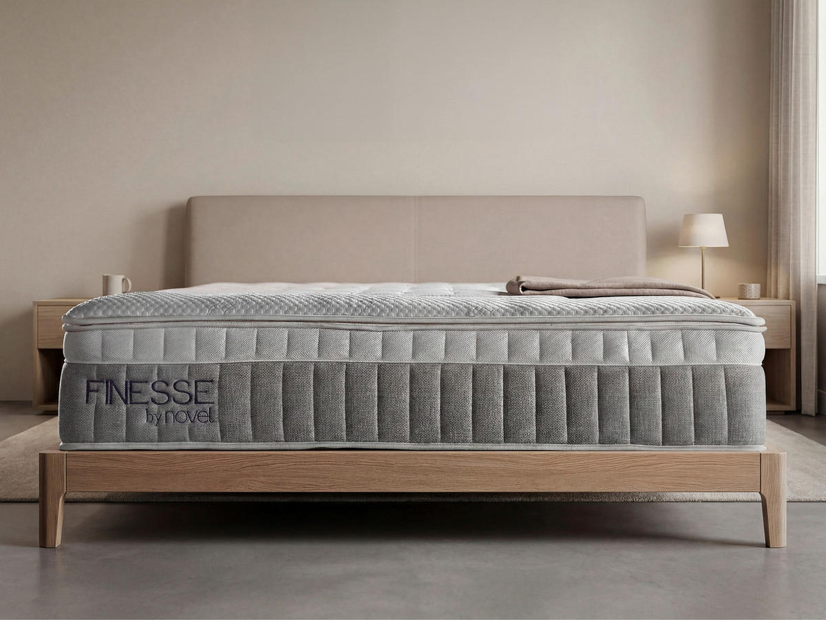 BOXSPRINGMATRATZE 90/200 cm, Höhe ca.: 30 cm,  - Weiß/Grau, Basics, Textil (90/200cm) - Novel