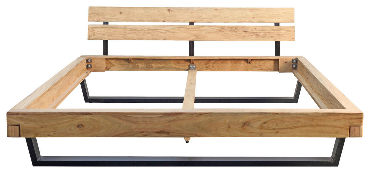 BALKENBETT 200/200 cm  in Naturfarben   - Schwarz/Naturfarben, MODERN, Holz/Metall (200/200cm) - MID.YOU