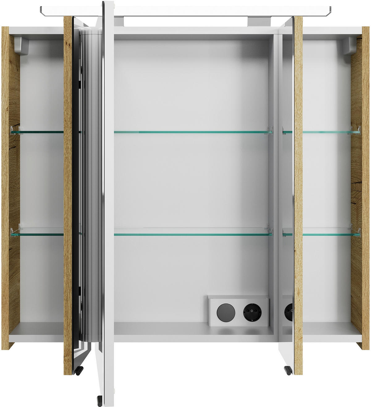 BADEZIMMER 3-teilig  in 84 cm  - Eichefarben/Schwarz, MODERN, Glas/Keramik (84cm) - Sadena