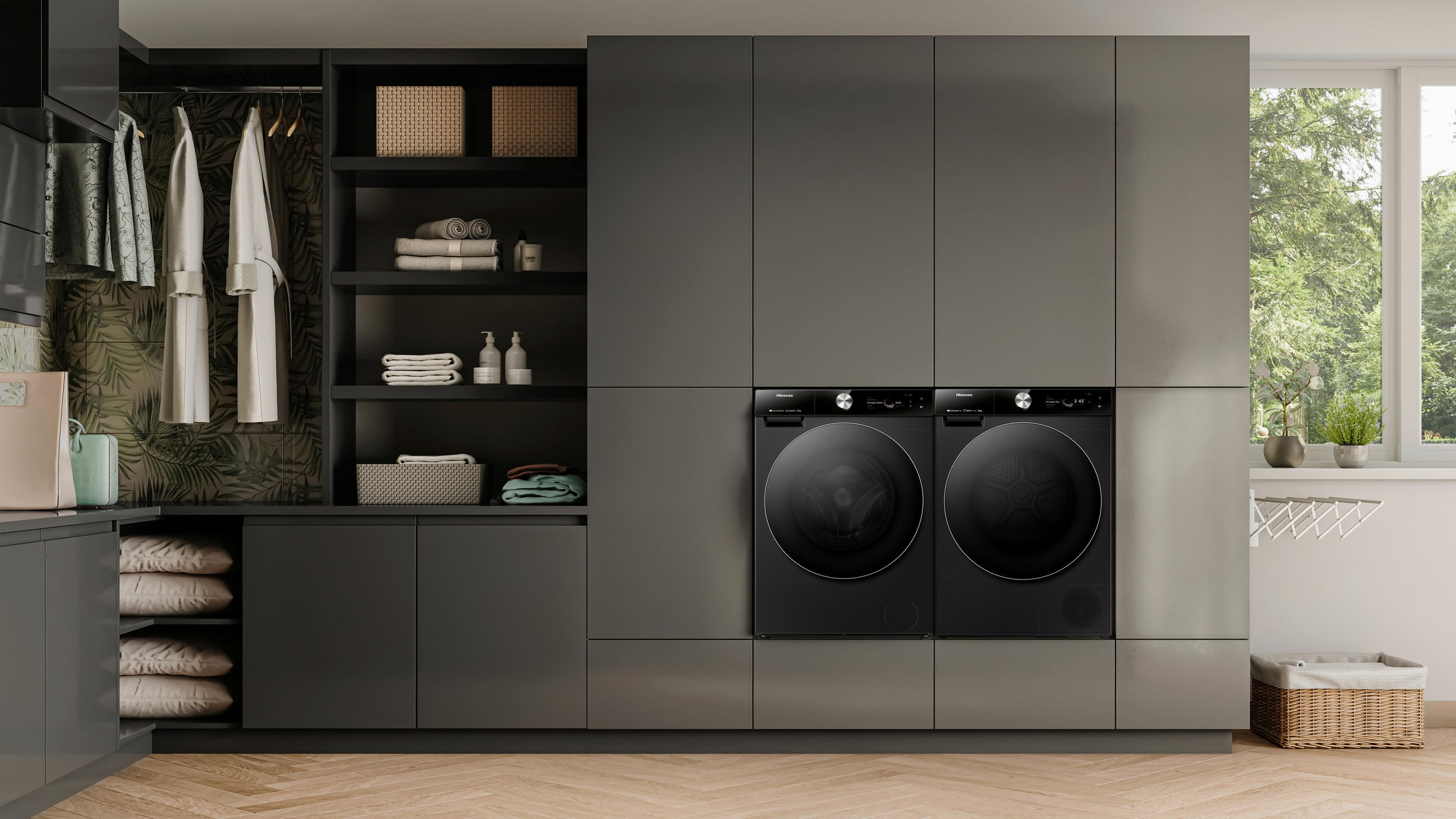 WASCHMASCHINE WF7S1247BB   - Schwarz, Basics, Glas/Kunststoff (59,5/84,5/64cm) - Hisense
