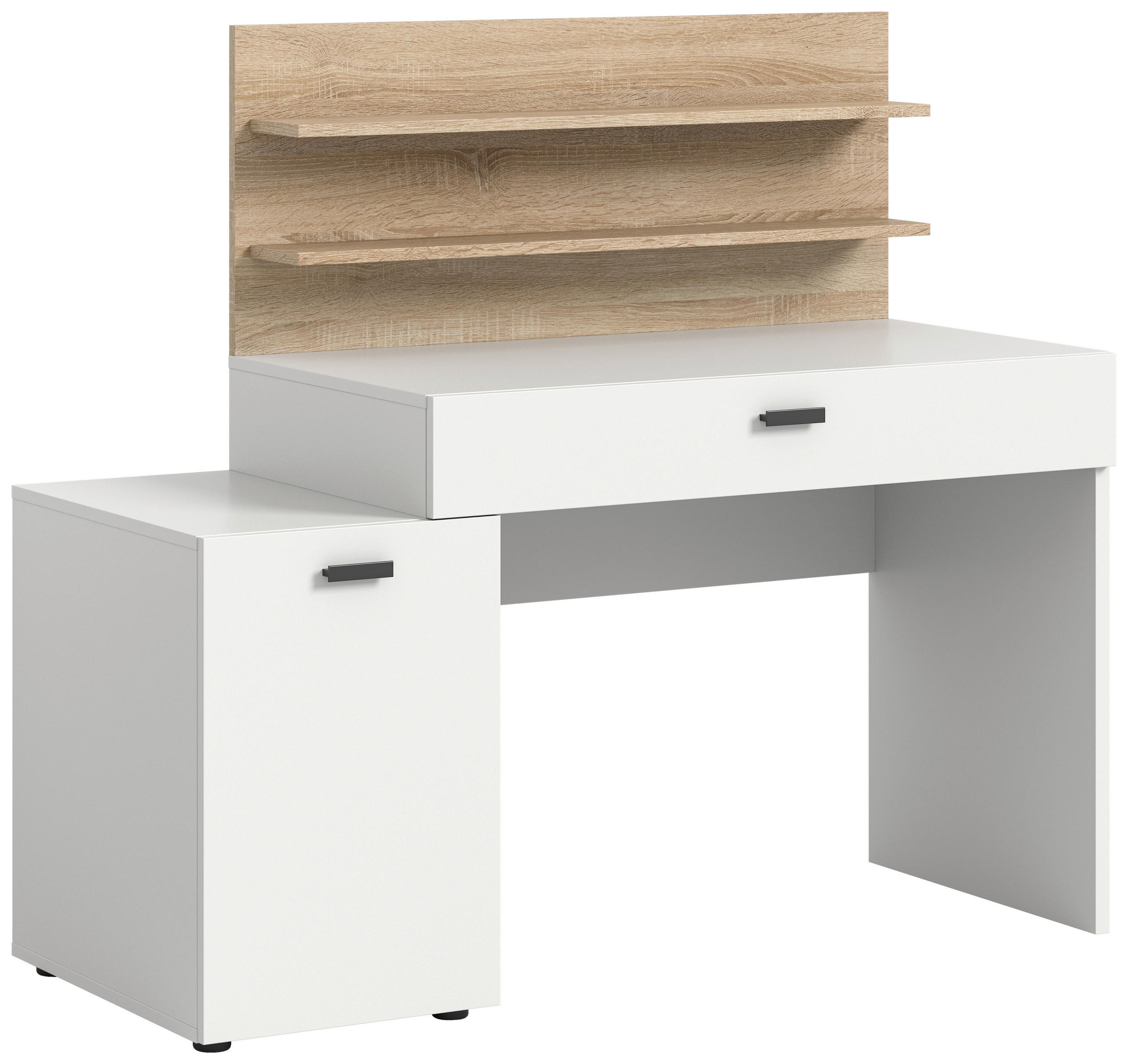 SKRIVBORD 130/54/117 cm  i vit, ekfärgad  - vit/antracit, Design, trämaterial/plast (130/54/117cm) - MID.YOU
