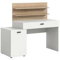 PÍSACÍ STÔL, biela, farba duba, 130/54/117 cm - biela/farba duba, Design, kompozitné drevo/plast (130/54/117cm) - MID.YOU