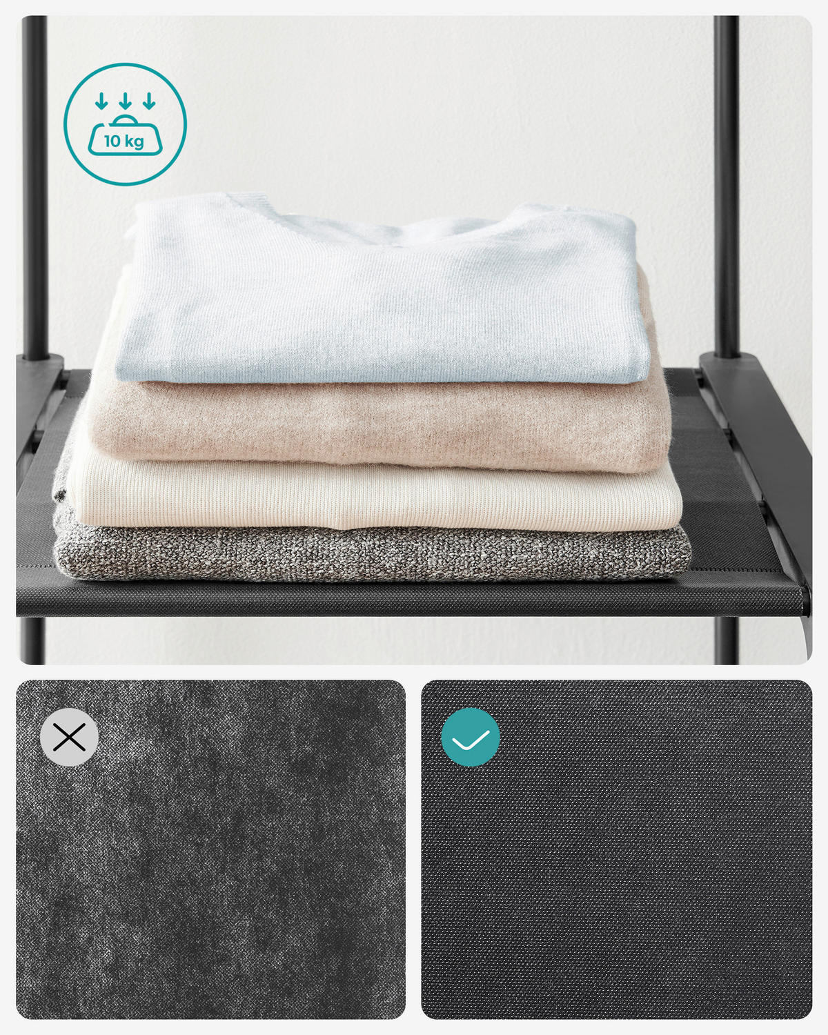 GARDEROBENSTÄNDER in Schwarz 151/166/43 cm   - Schwarz, Basics, Kunststoff/Textil (151/166/43cm)