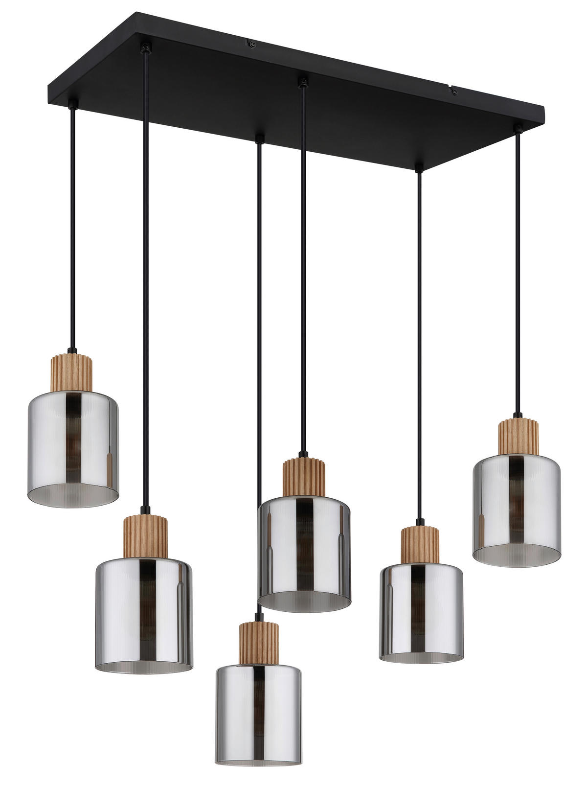 HÄNGELEUCHTE 67/33/120 cm    - Dunkelbraun/Schwarz, Natur, Glas/Holz (67/33/120cm) - Globo