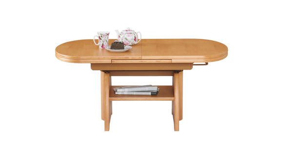 COUCHTISCH Buche furniert oval Buchefarben 125-166/71/56-75 cm  - Buchefarben, KONVENTIONELL, Holz (125-166/71/56-75cm) - Venda