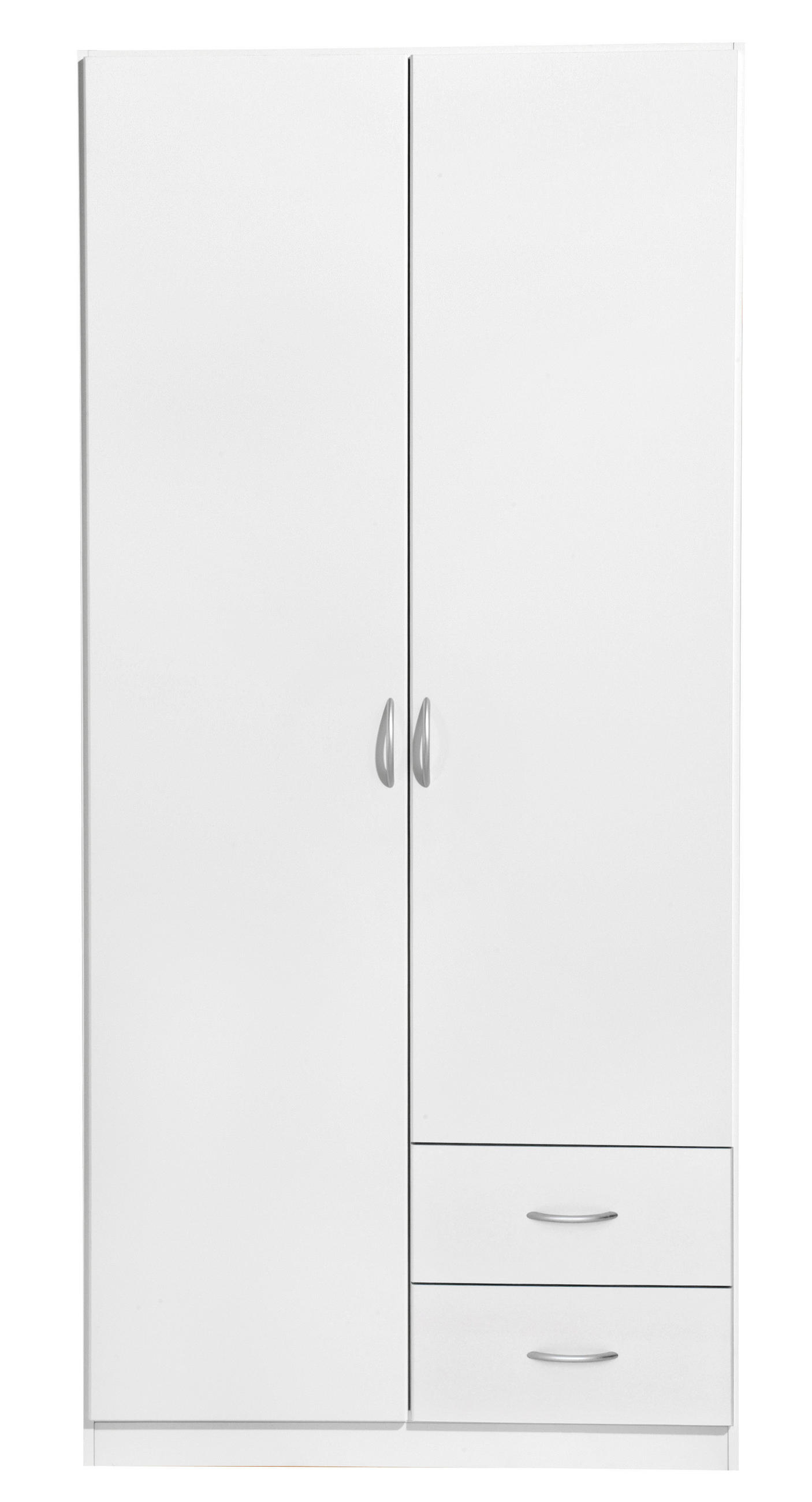 KLEIDERSCHRANK 91/197/54 cm 2-türig  - Silberfarben/Weiß, Design, Holzwerkstoff/Kunststoff (91/197/54cm) - Boxxx