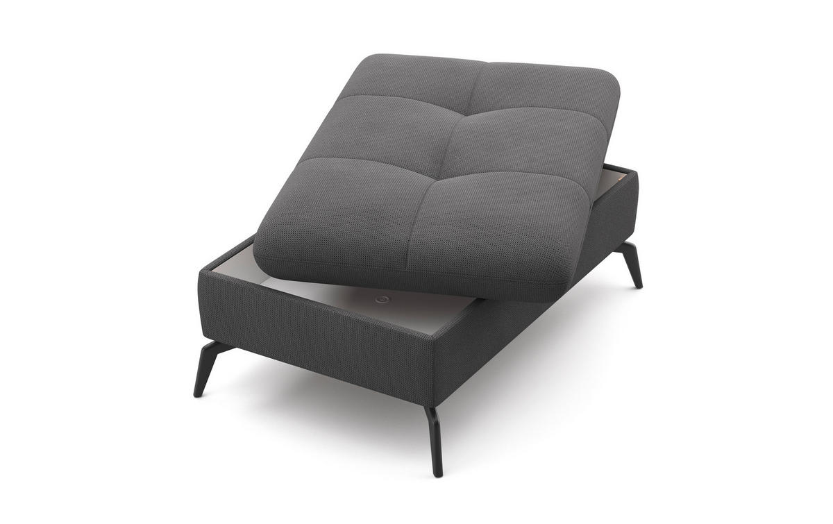 HOCKER in Textil Grau  - Schwarz/Grau, Konventionell, Textil/Metall (102/47/69cm) - Sit & More