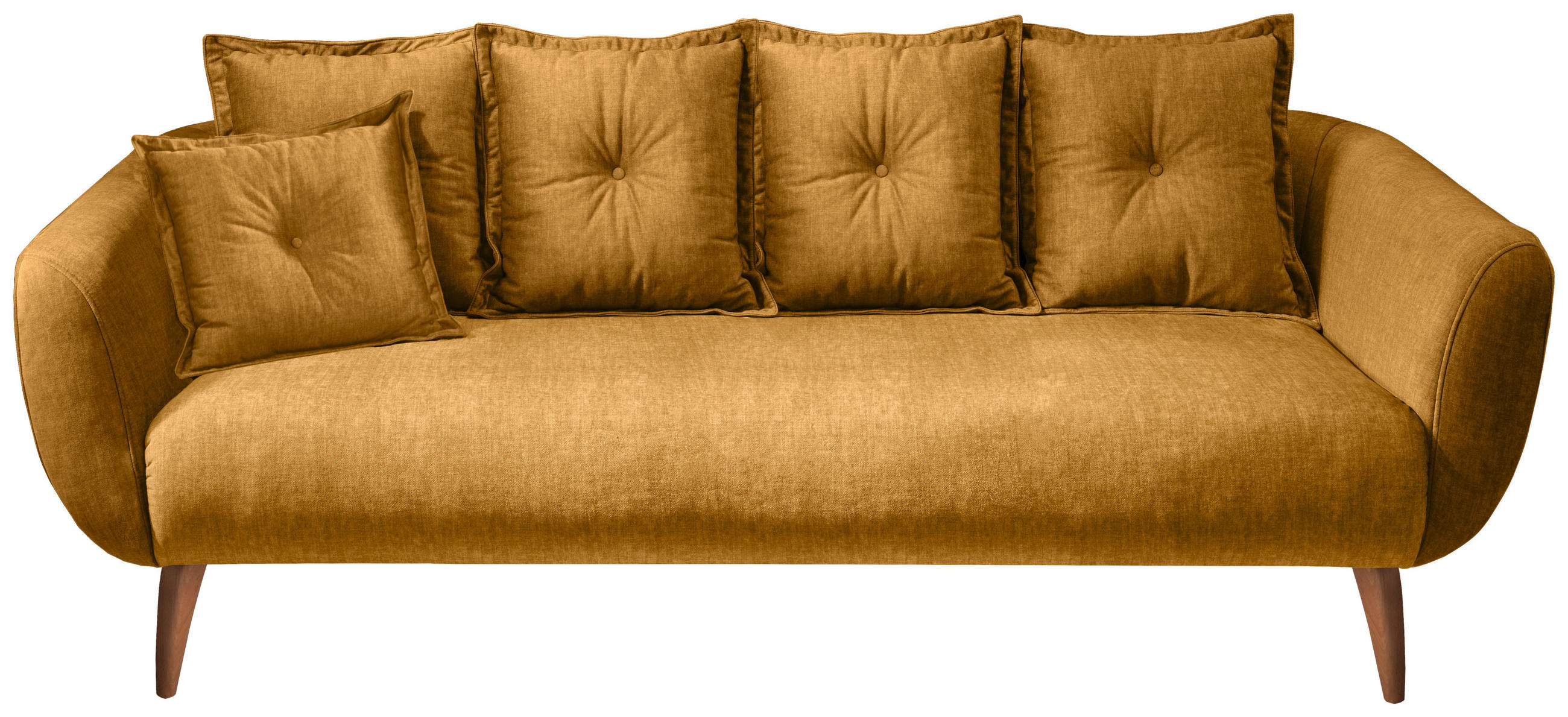 3-SITZER-SOFA Velours Gelb  - Gelb/Buchefarben, MODERN, Holz/Textil (236/94/103cm) - Livetastic
