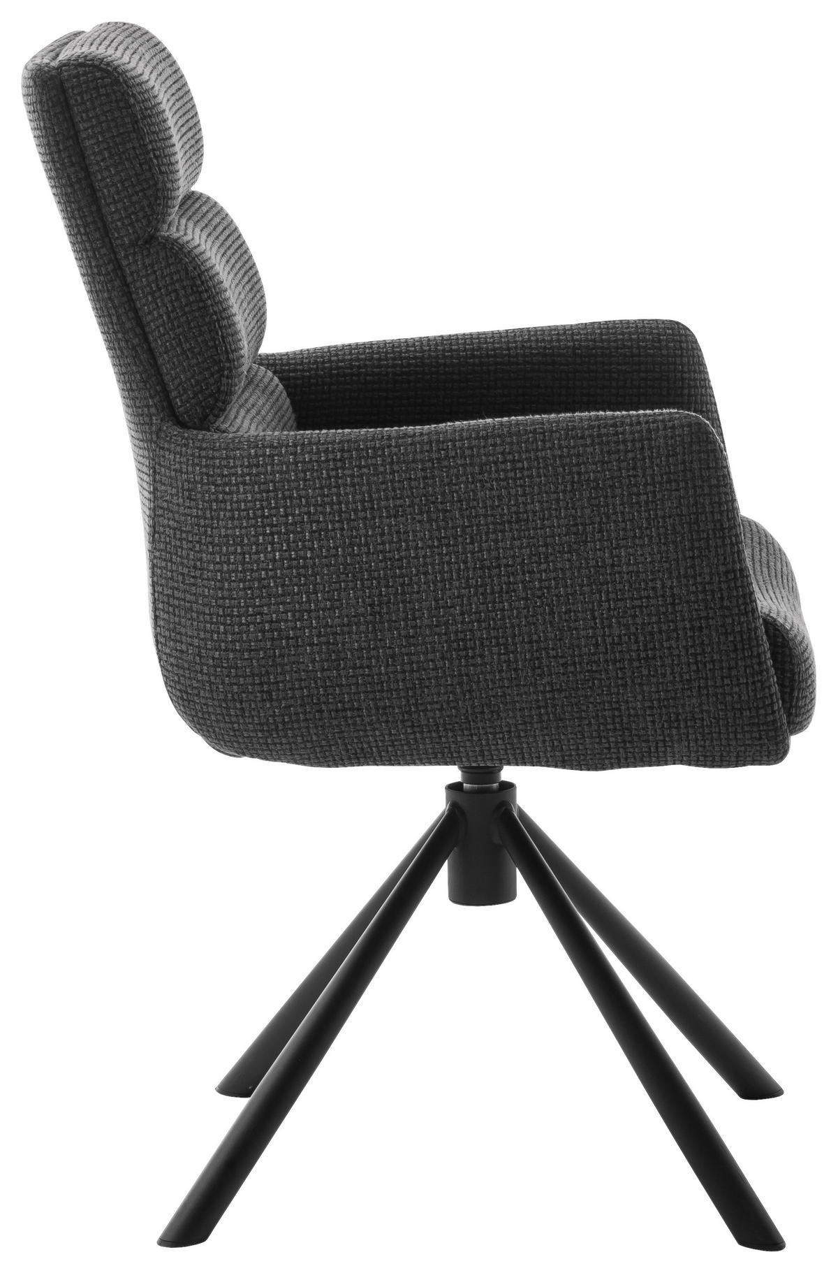 ARMLEHNSTUHL  in Stahl Webstoff  - Anthrazit/Schwarz, Design, Textil/Metall (61/90/64cm) - Dieter Knoll