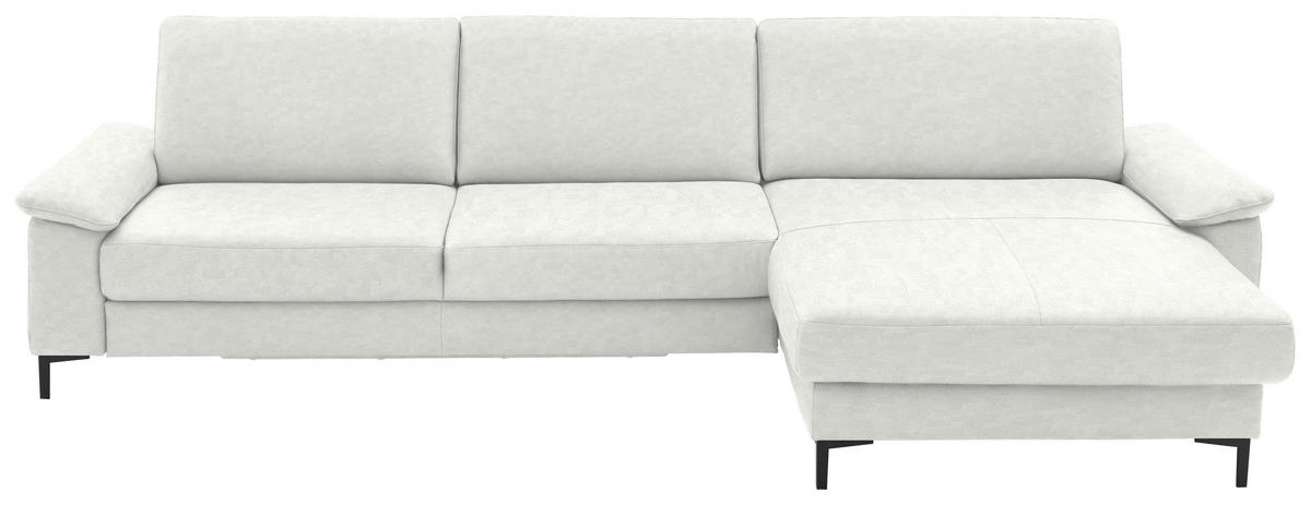 ECKSOFA in Echtleder Weiss  - Weiss/Schwarz, Design, Leder/Metall (334/176cm) - Dieter Knoll