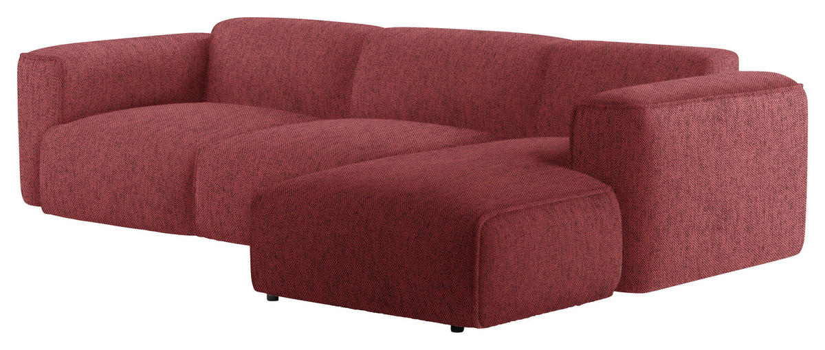 ECKSOFA Rot Webstoff Rücken echt  - Rot/Schwarz, Design, Kunststoff/Textil (290/171cm) - home24
