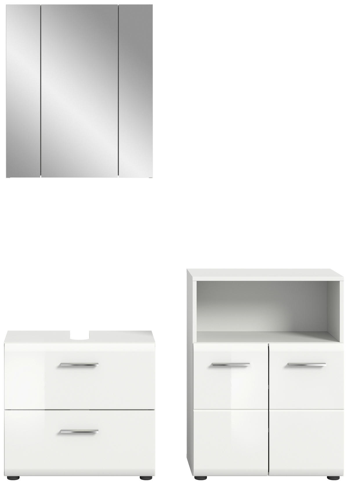 KOUPELNA vysoce lesklá bílá  - barvy stříbra/černá, Moderní, kompozitní dřevo/plast (120cm) - MID.YOU