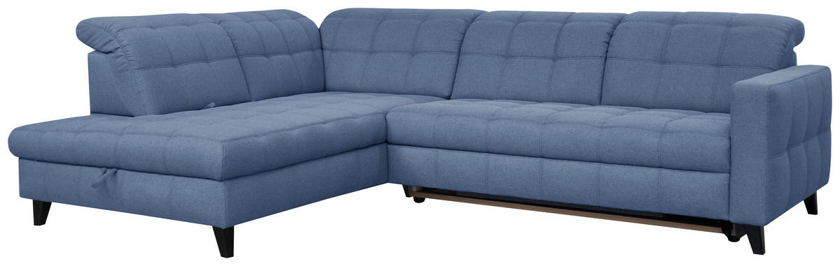 SEDEŽNA GARNITURA, tkanina modra  - modra/črna, Design, tekstil/les (216/297cm) - Xora