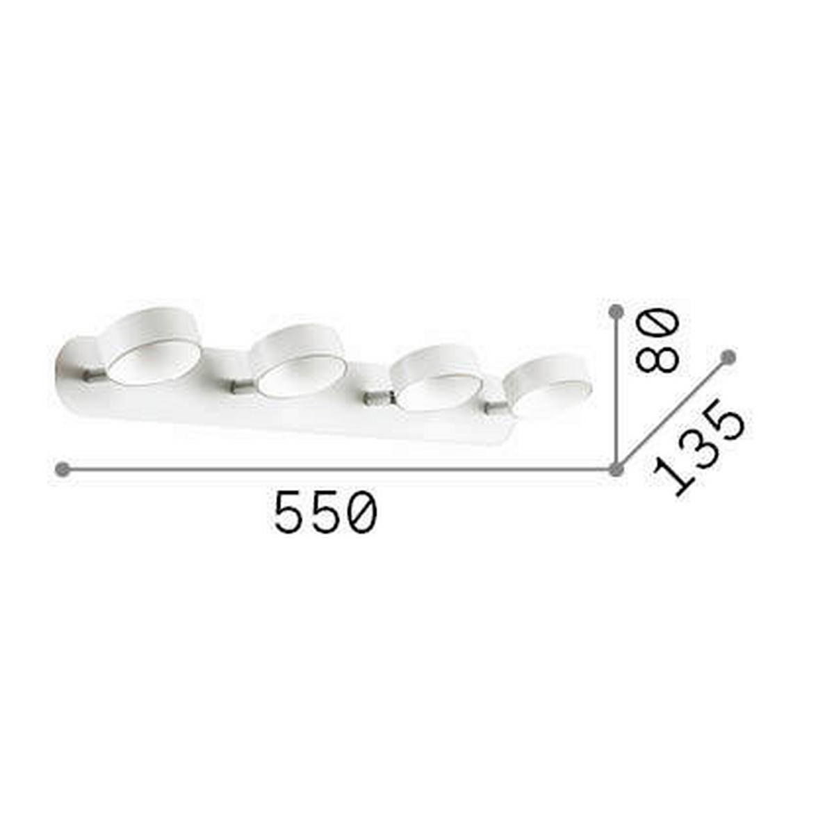 LED-DECKENLEUCHTE Oby 55/13,5/8 cm   - Weiß, Basics, Kunststoff/Metall (55/13,5/8cm) - Ideal Lux