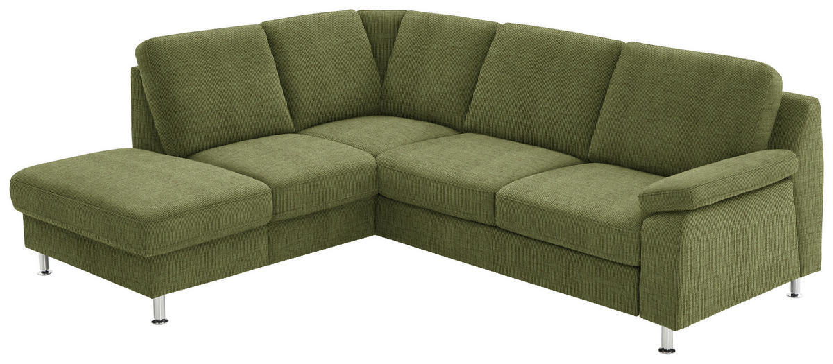 ECKSOFA in Webstoff Grün  - Alufarben/Grün, Konventionell, Textil/Metall (200/241cm) - Beldomo System