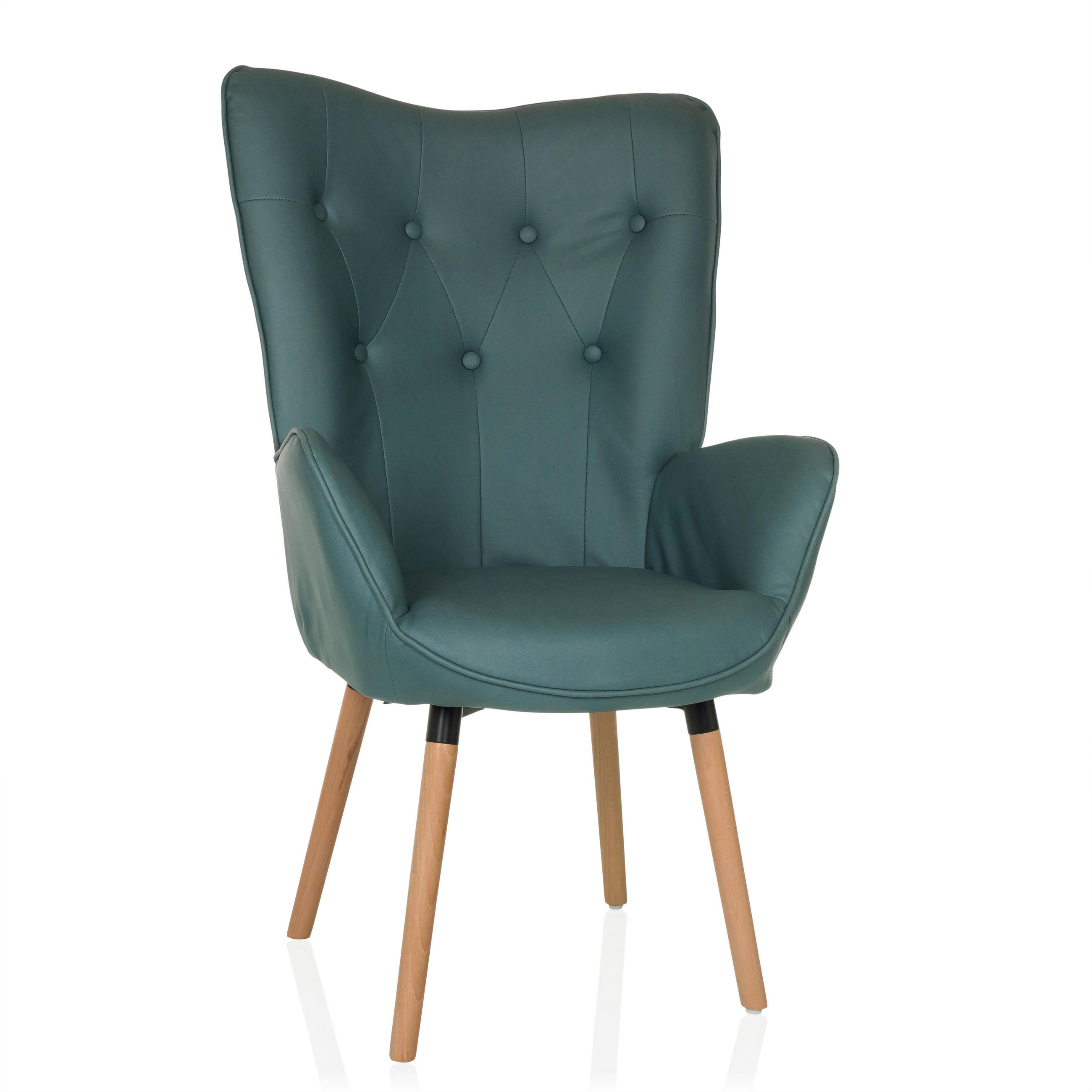 OHRENSESSEL in Velours Mintgrün  - Buchefarben/Mintgrün, MODERN, Holz/Textil (70/106/75cm) - MID.YOU