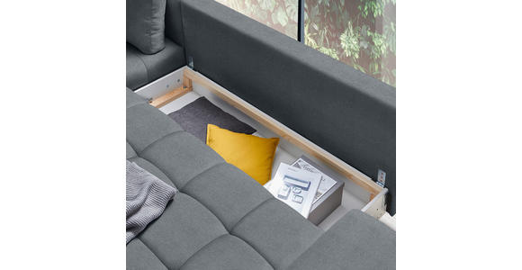 ECKSOFA in Webstoff Blaugrau 212/315 cm - Blaugrau/Schwarz, Design, Textil/Metall (212/315cm) - Carryhome