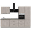 KÜCHENBLOCK 300 cm   in Grau, Schieferfarben  - Schieferfarben/Edelstahlfarben, MODERN, Holzwerkstoff/Metall (300cm) - Nobilia