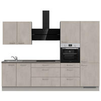 KÜCHENBLOCK 300 cm   in Grau, Schieferfarben  - Schieferfarben/Edelstahlfarben, MODERN, Holzwerkstoff/Metall (300cm) - Nobilia