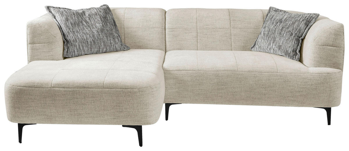 ECKSOFA in Struktur Creme  - Creme/Schwarz, Design, Textil/Metall (158/247cm) - MID.YOU