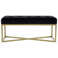 SITZBANK Metall, Textil, Holzwerkstoff Schwarz, Goldfarben  - Goldfarben/Schwarz, Design, Holzwerkstoff/Textil (40/40/90cm) - Kayoom