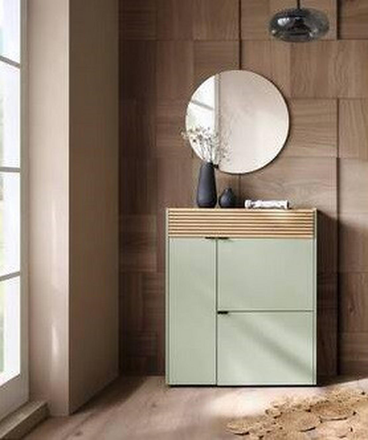 GARDEROBE 2-teilig  in 83/200/22 cm  - Eichefarben/Grün, Design, Glas/Holzwerkstoff (83/200/22cm) - Voleo