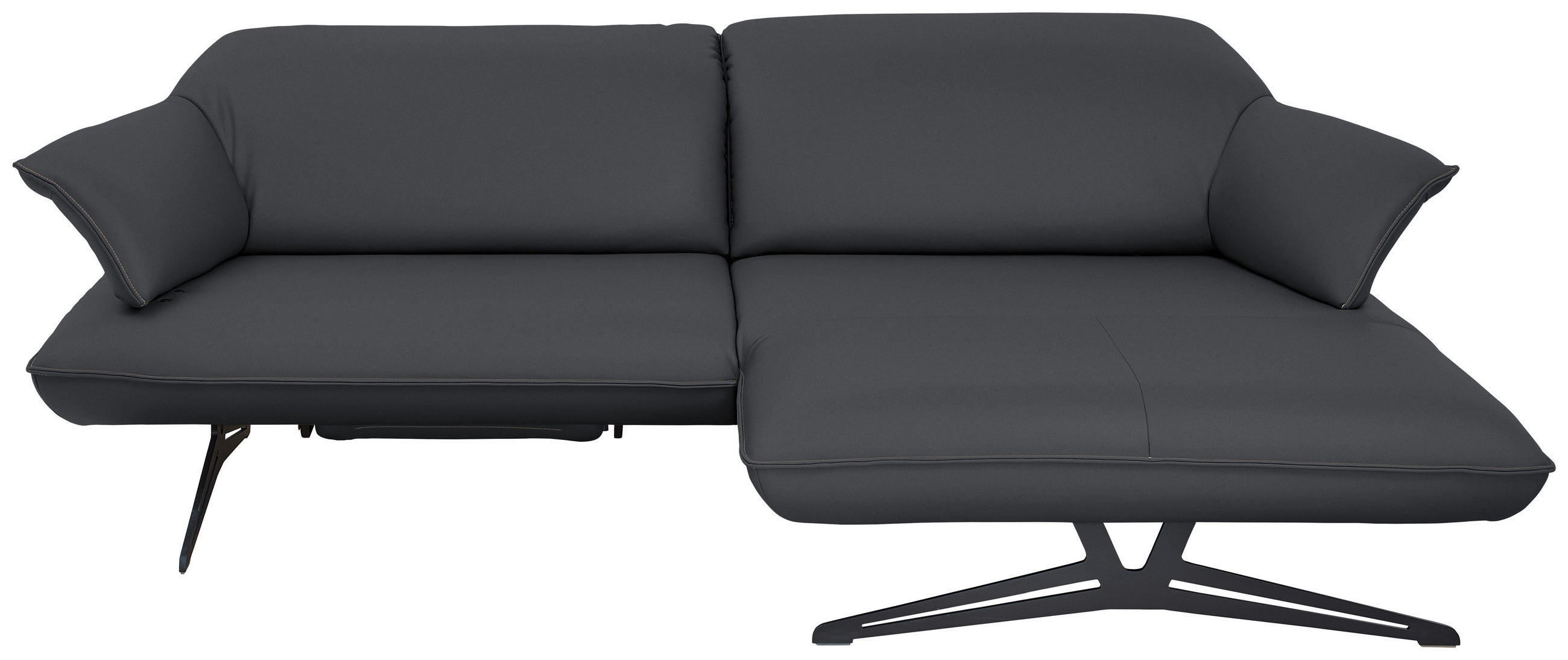 ECKSOFA  in Echtleder Dunkelgrau  252/169 cm  - Dunkelgrau/Beige, Design, Leder/Metall (252/169cm) - Koinor