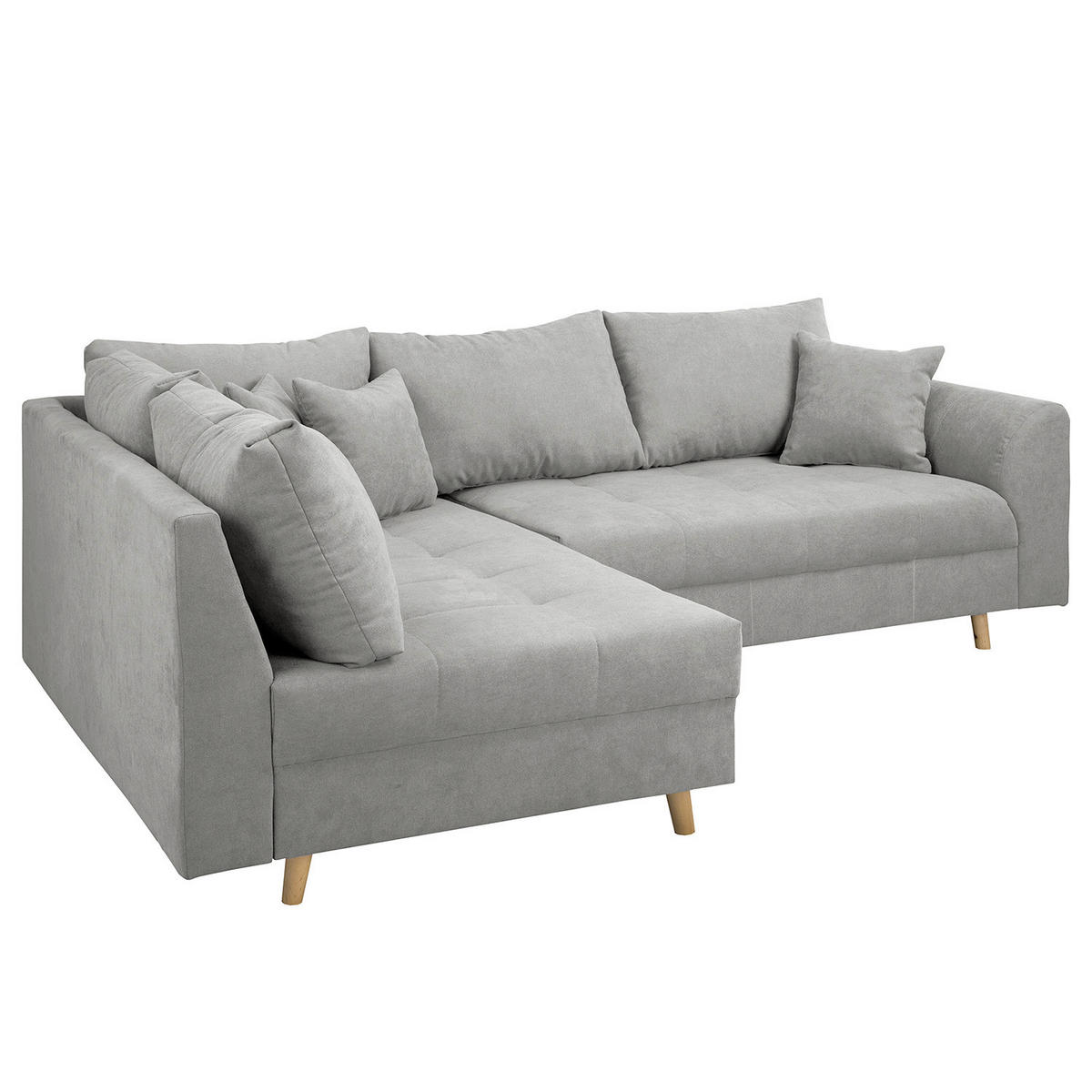 ECKSOFA Ariella Grau Mikrofaser  - Naturfarben/Grau, Design, Holz/Textil (161/231cm) - Livetastic