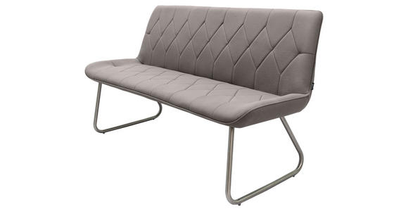 SITZBANK 155/87/65 cm Webstoff Grau, Edelstahlfarben - Edelstahlfarben/Grau, Design, Textil/Metall (155/87/65cm) - Novel