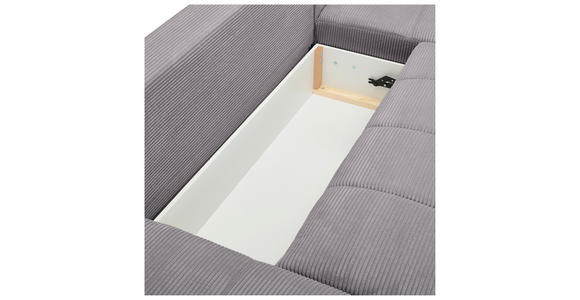 WOHNLANDSCHAFT  in Cord Graphitfarben  - Chromfarben/Graphitfarben, KONVENTIONELL, Kunststoff/Textil (180/376/180cm) - Carryhome