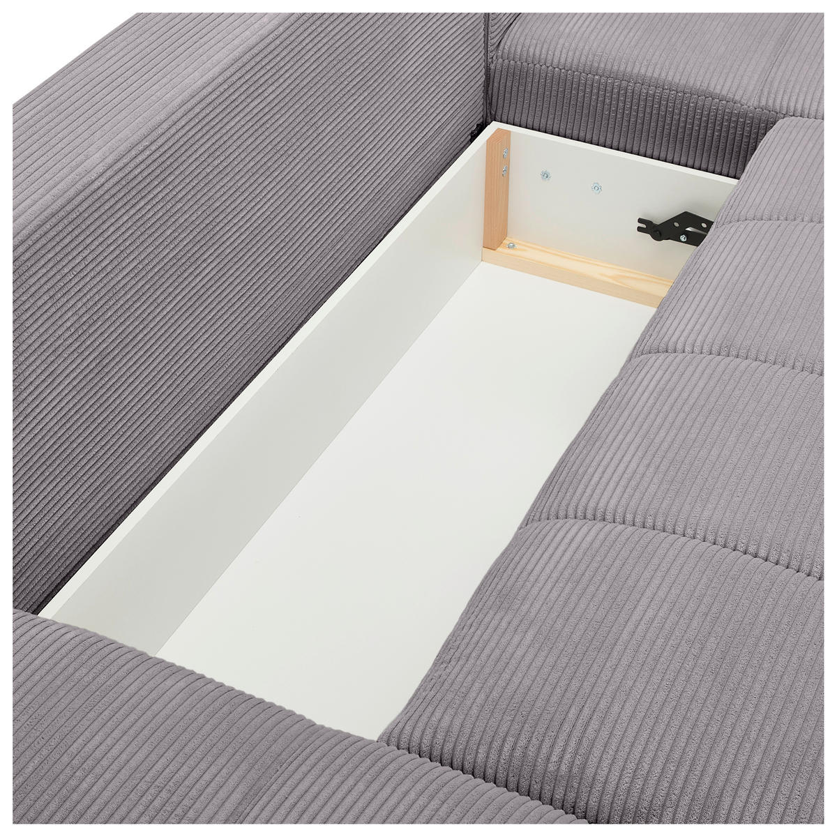 WOHNLANDSCHAFT in Cord Graphitfarben  - Chromfarben/Graphitfarben, KONVENTIONELL, Kunststoff/Textil (180/376/180cm) - Carryhome