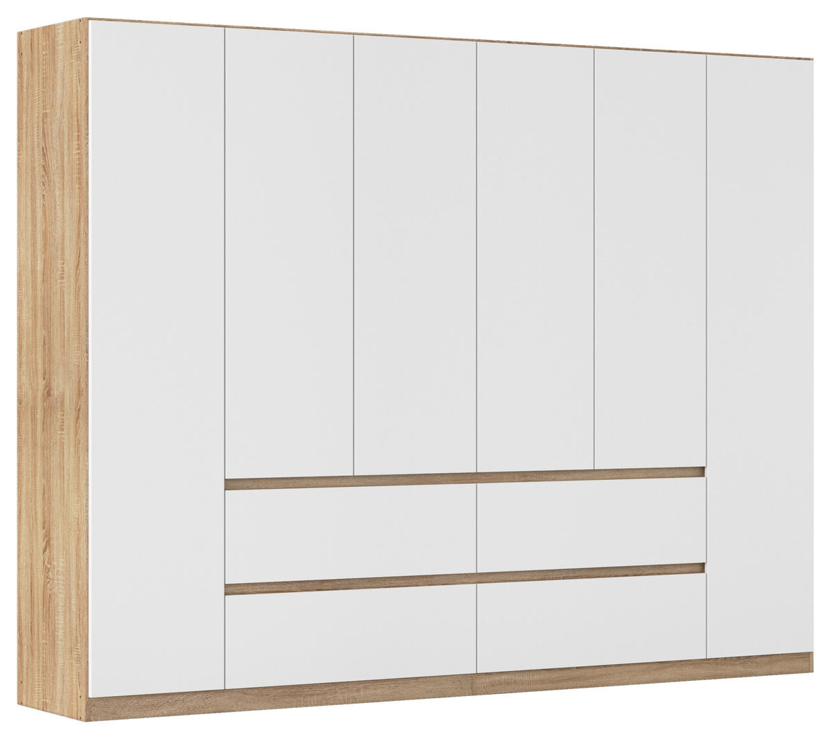 DREHTÜRENSCHRANK 271/210/54 cm,  in Weiß, Eichefarben, 6-türig  - Eichefarben/Weiß, Basics, Holzwerkstoff (271/210/54cm) - Rauch Möbel