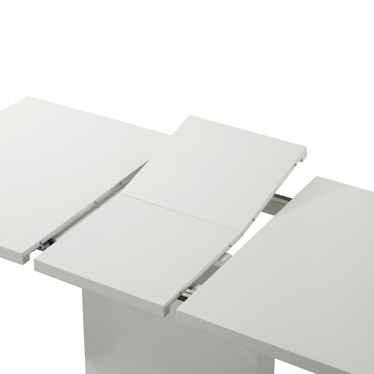ÉTKEZŐASZTAL - nemesacélszínű/fehér, Design, faalapú anyag/fém (120-160/80/76cm) - Carryhome