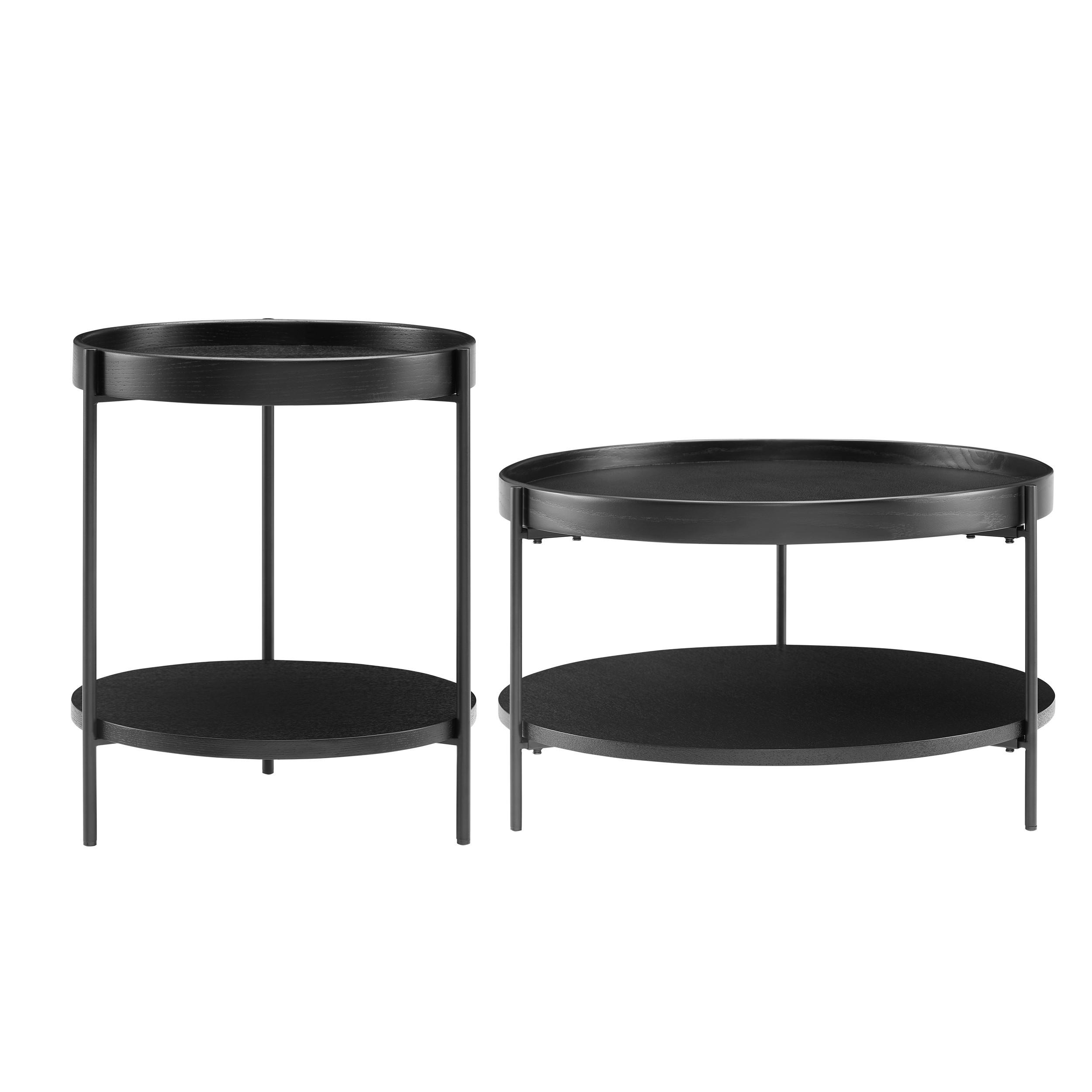 COUCHTISCHSET rund Schwarz  - Schwarz, Design, Holzwerkstoff/Metall (44-69/44-69/49-39cm) - Livetastic