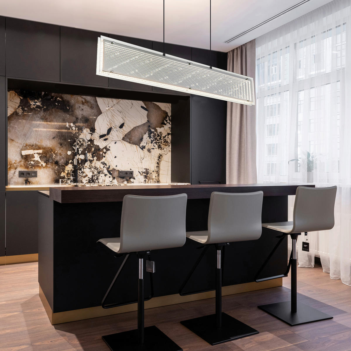 LED-HÄNGELEUCHTE 113/8/120 cm  - Klar/Chromfarben, Design, Glas/Kunststoff (113/8/120cm) - Globo