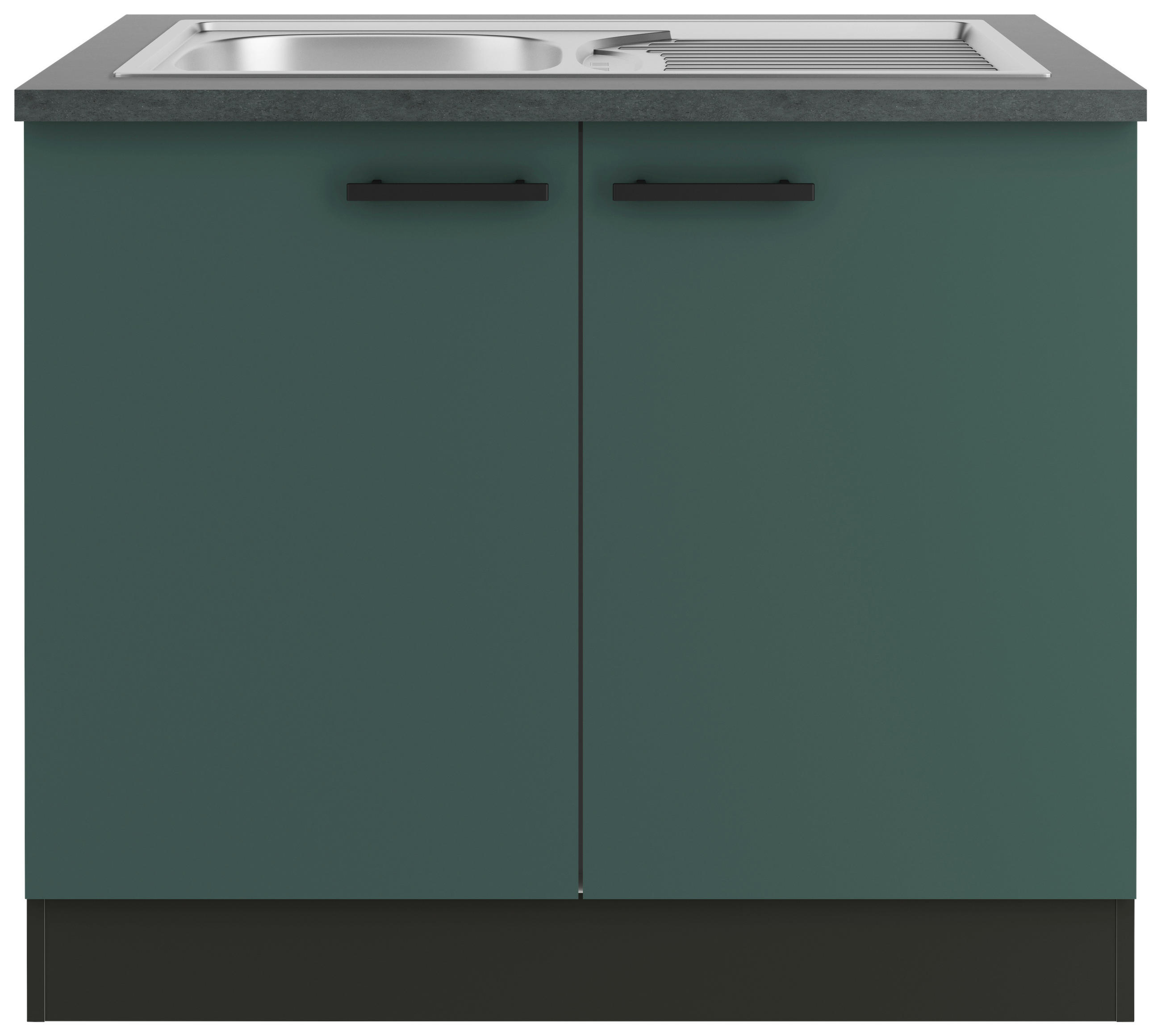 SPÜLENUNTERSCHRANK 100/84,8/60 cm  in Anthrazit, Dunkelgrün  - Dunkelgrün/Anthrazit, Basics, Holzwerkstoff/Metall (100/84,8/60cm) - Optifit