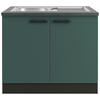 SPÜLENUNTERSCHRANK 100/84,8/60 cm  in Anthrazit, Dunkelgrün  - Dunkelgrün/Anthrazit, Basics, Holzwerkstoff/Metall (100/84,8/60cm) - Optifit
