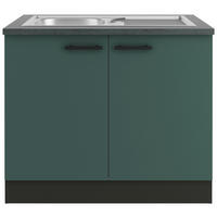 SPÜLENUNTERSCHRANK 100/84,8/60 cm  in Anthrazit, Dunkelgrün  - Dunkelgrün/Anthrazit, Basics, Holzwerkstoff/Metall (100/84,8/60cm) - Optifit