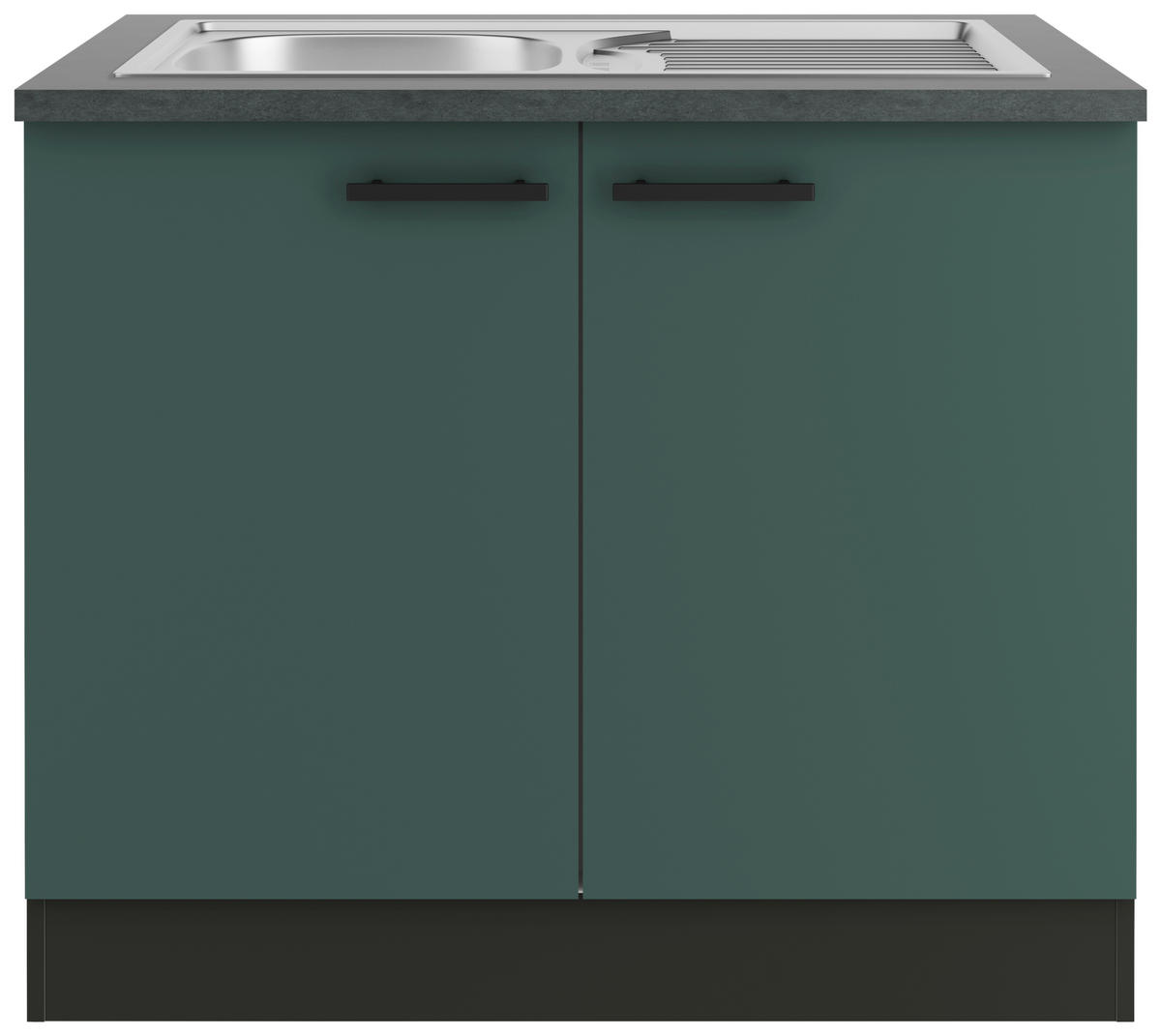 SPÜLENUNTERSCHRANK 100/84,8/60 cm  in Anthrazit, Dunkelgrün  - Dunkelgrün/Anthrazit, Basics, Holzwerkstoff/Metall (100/84,8/60cm) - Optifit