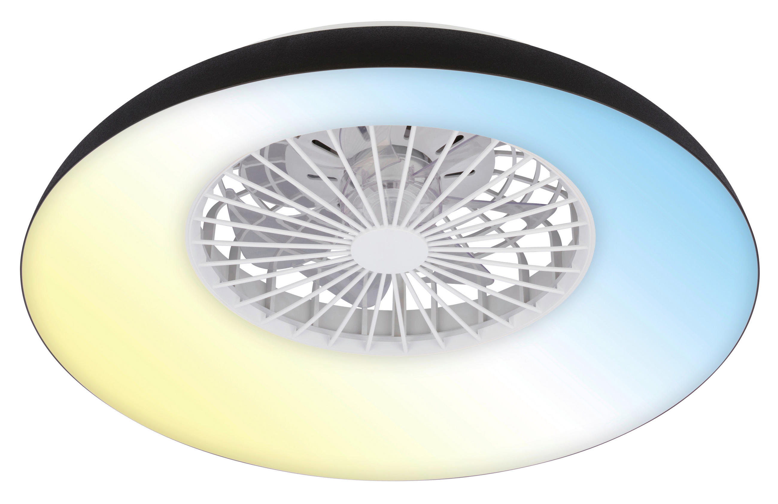 Deckenleuchte mit Ventilator 60/19 cm  - Schwarz/Weiß, Design, Kunststoff (60/19cm)