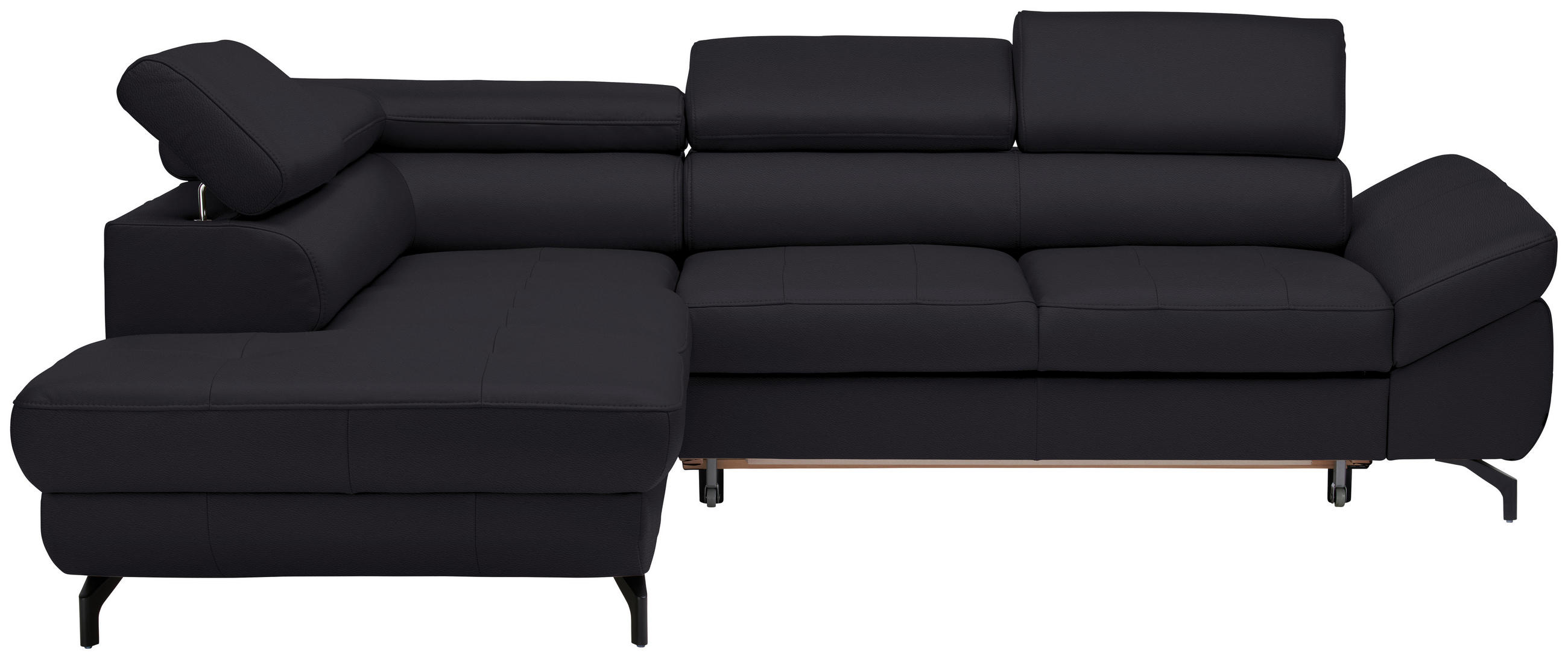 ECKSOFA in Echtleder Dunkelbraun  - Dunkelbraun/Schwarz, Design, Leder/Metall (220/270cm) - Novel