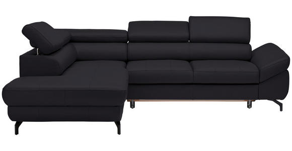 ECKSOFA in Echtleder Dunkelbraun  - Dunkelbraun/Schwarz, Design, Leder/Metall (220/270cm) - Novel