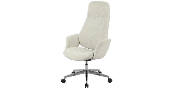 CHEFSESSEL Webstoff Chromfarben, Beige - Chromfarben/Beige, Design, Kunststoff/Textil (80/117/126.5/59cm) - Novel