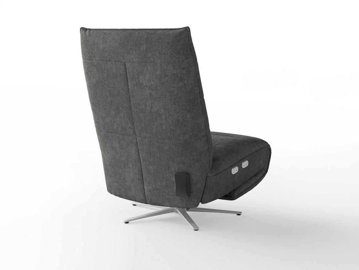 RELAXSESSEL Textil Dunkelgrau  - Dunkelgrau/Silberfarben, Basics, Textil/Metall (80/109/98cm) - Sit & More