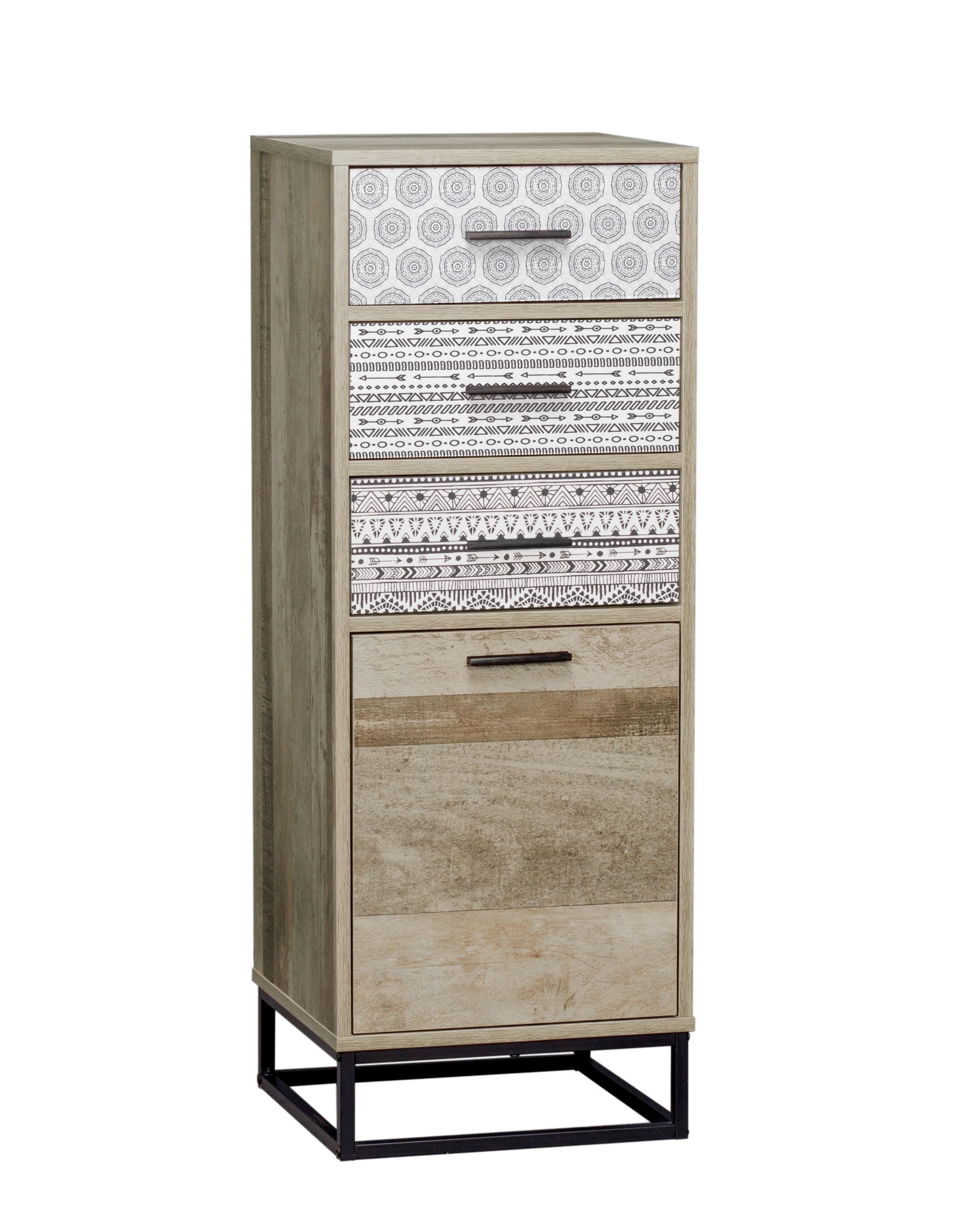 KOMMODE  in 39,5/106/38 cm  - Graubraun/Schwarz, Design, Holzwerkstoff/Metall (39,5/106/38cm) - Livetastic