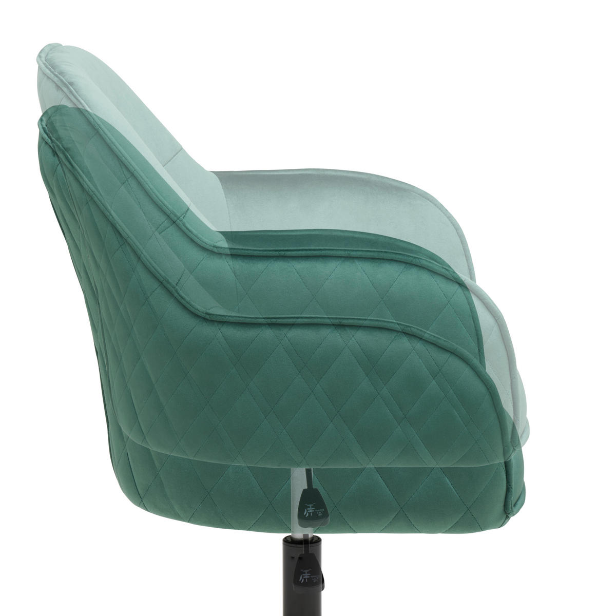 DREHSTUHL Samt Grün, Schwarz  - Schwarz/Grün, MODERN, Kunststoff/Textil (58/82/90/62cm) - MID.YOU