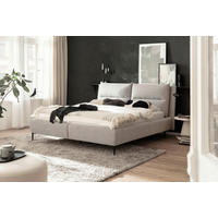 OBLAZINJENA POSTELJA   x  , tekstil, leseni material krem barve, črna  - črna/krem barve, Moderno, kovina/tekstil (180/200cm) - MID.YOU