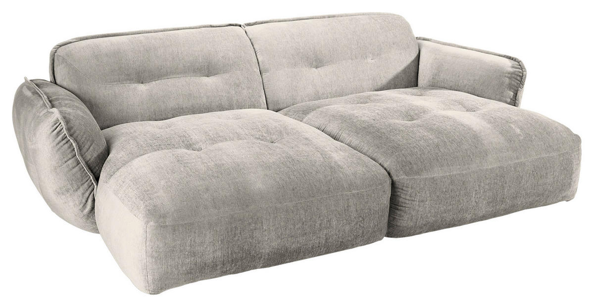 BIGSOFA in Chenille Silberfarben  - Silberfarben/Schwarz, Modern, Kunststoff/Textil (285/87/184cm) - Trendmanufaktur